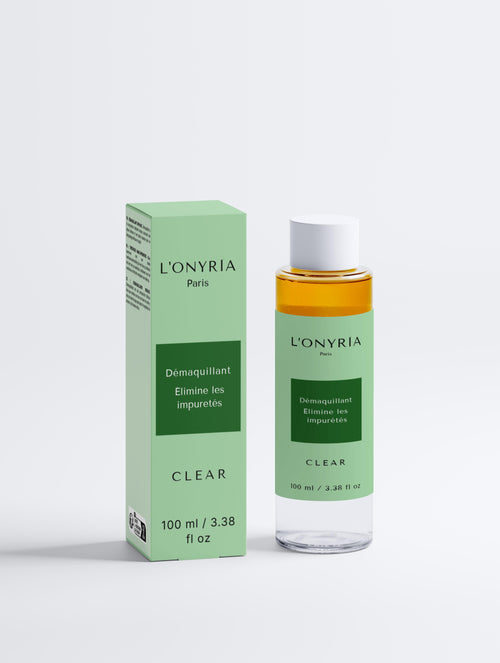 Démaquillant biphasé L’Onyria Paris nettoyant doux visage élimine maquillage et impuretés pour peau grasse et sensible